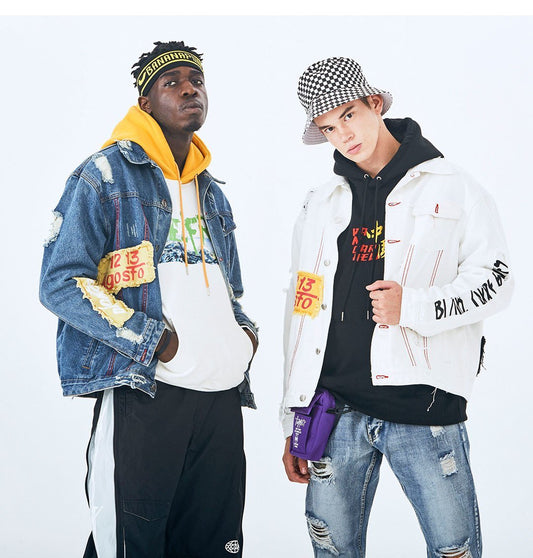 Embroidered jean jacket mens