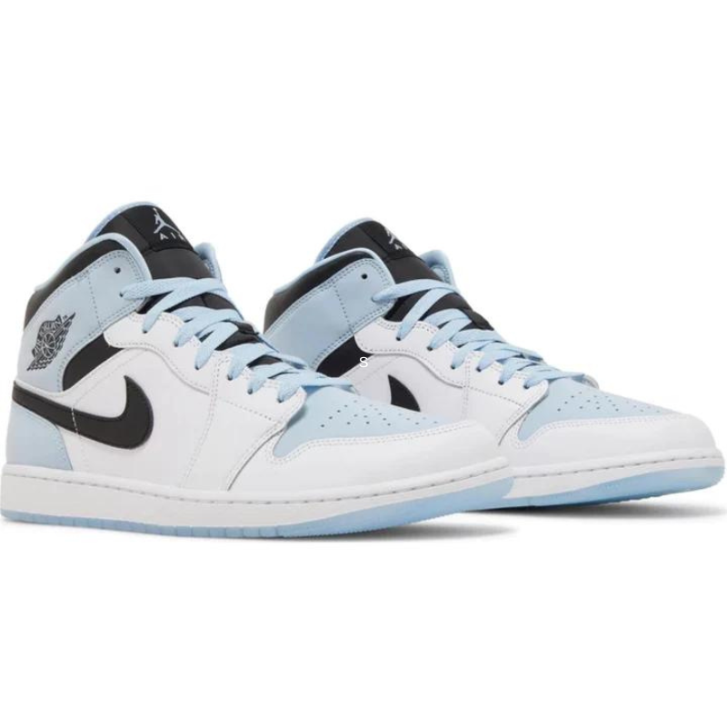 Pair of Air Jordan 1s Mid SE Ice Blue (2023)