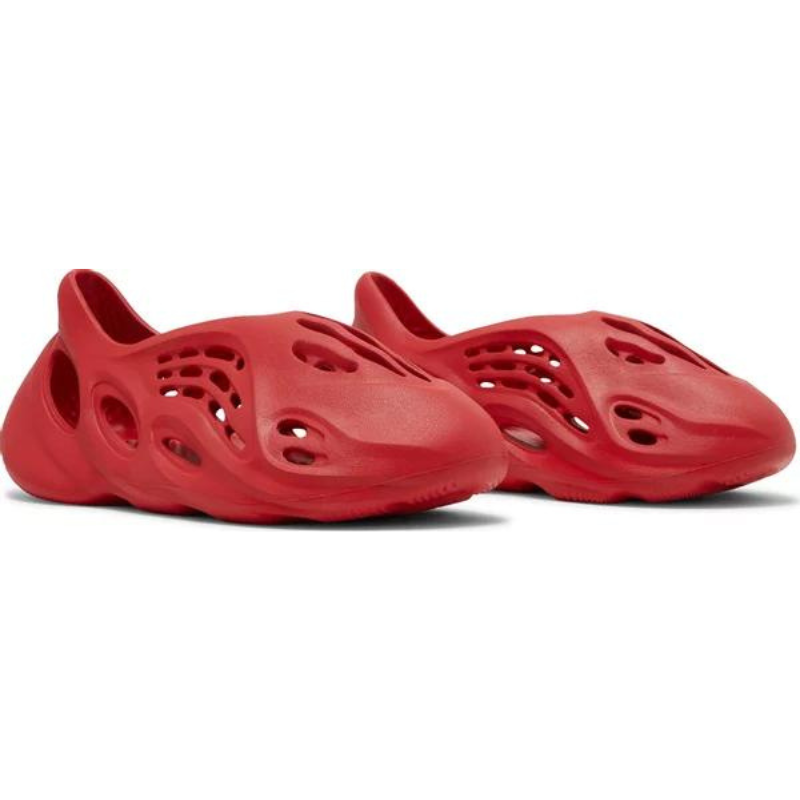 Pair of adidas Yeezy Foam Runner RNNR Vermillion Red